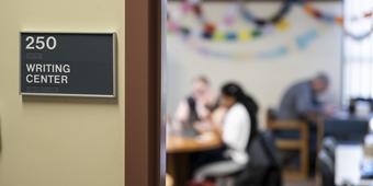Room number door plaque for the writing center